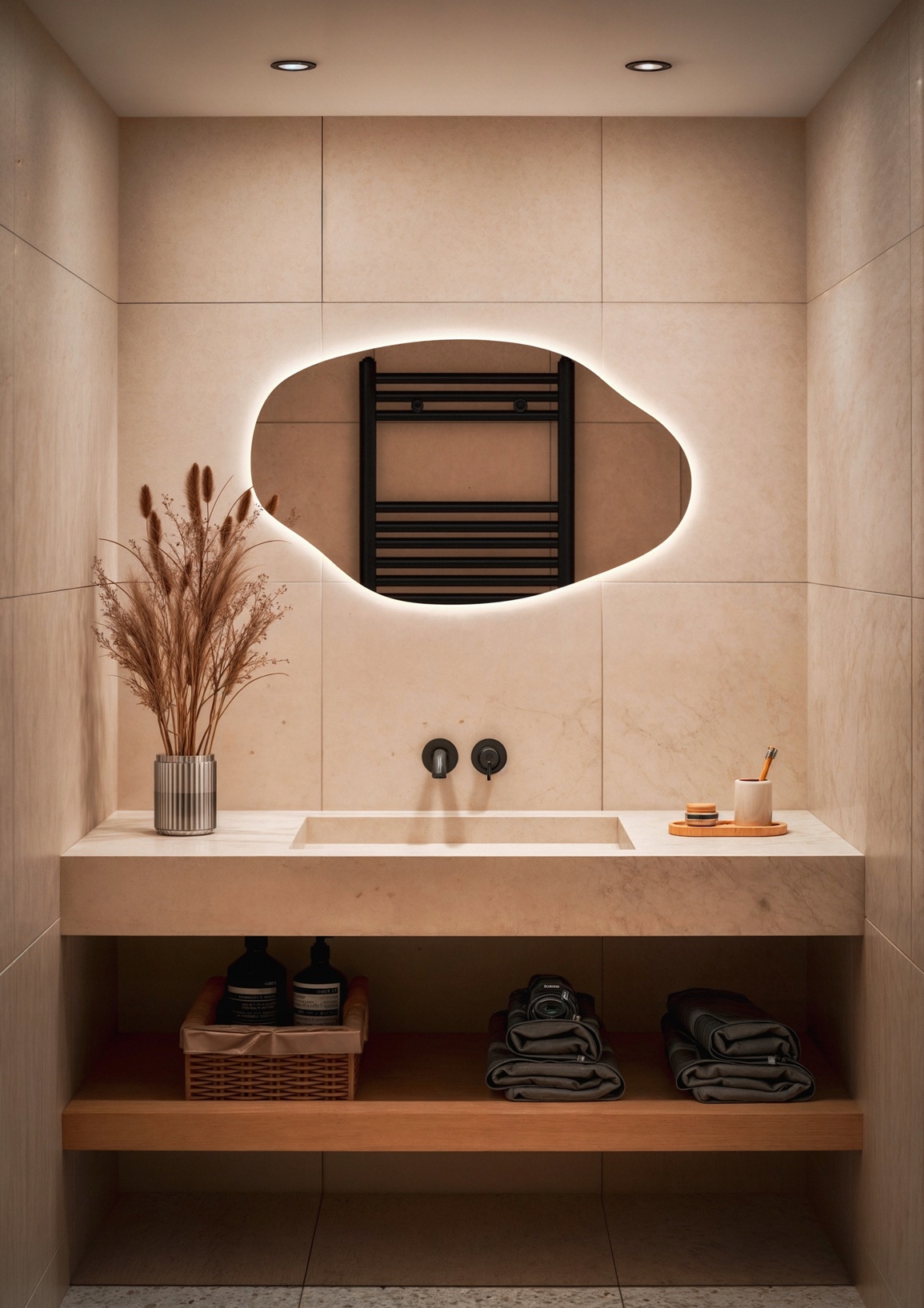 Lustro Led Wenus Tricolor podświetlane nieregularny kształt 114x74cm