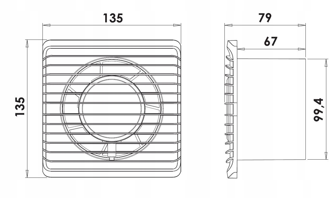 Wentylator łazienkowy Planet 100 Timer bardzo cich Rodzaj łazienkowy