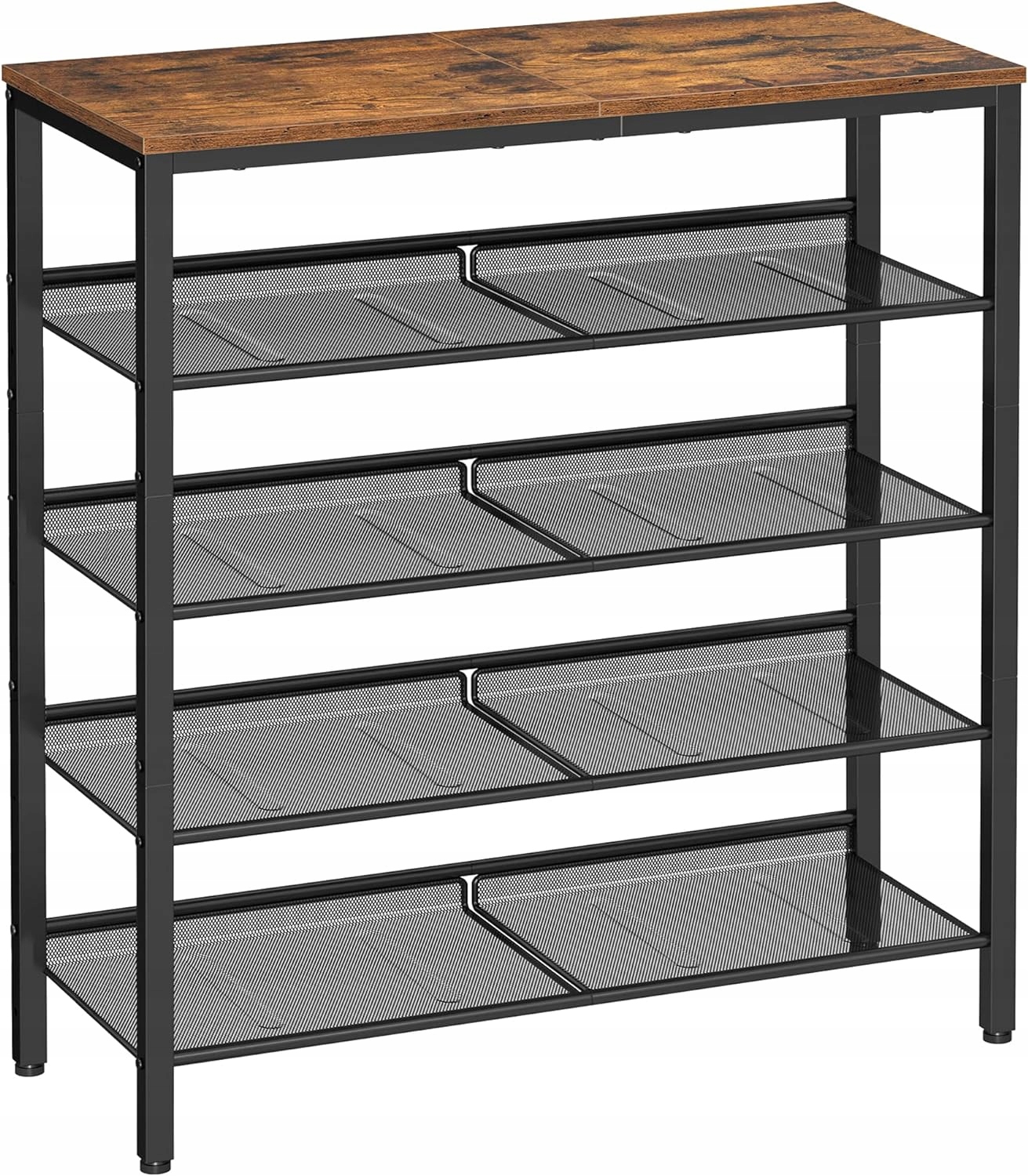 Skrinka na topánky s šikmými policami, konzolový stolík 75x93 cm, výška hnedá