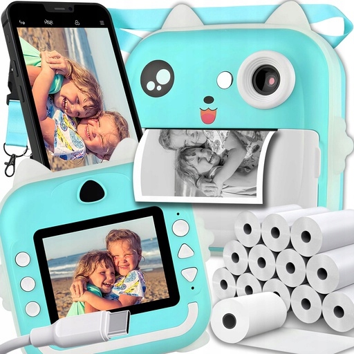 APARAT NATYCHMIASTOWY 23 ROLKI Mini Drukarka Termiczna do Zdjęć NIEBIESKI