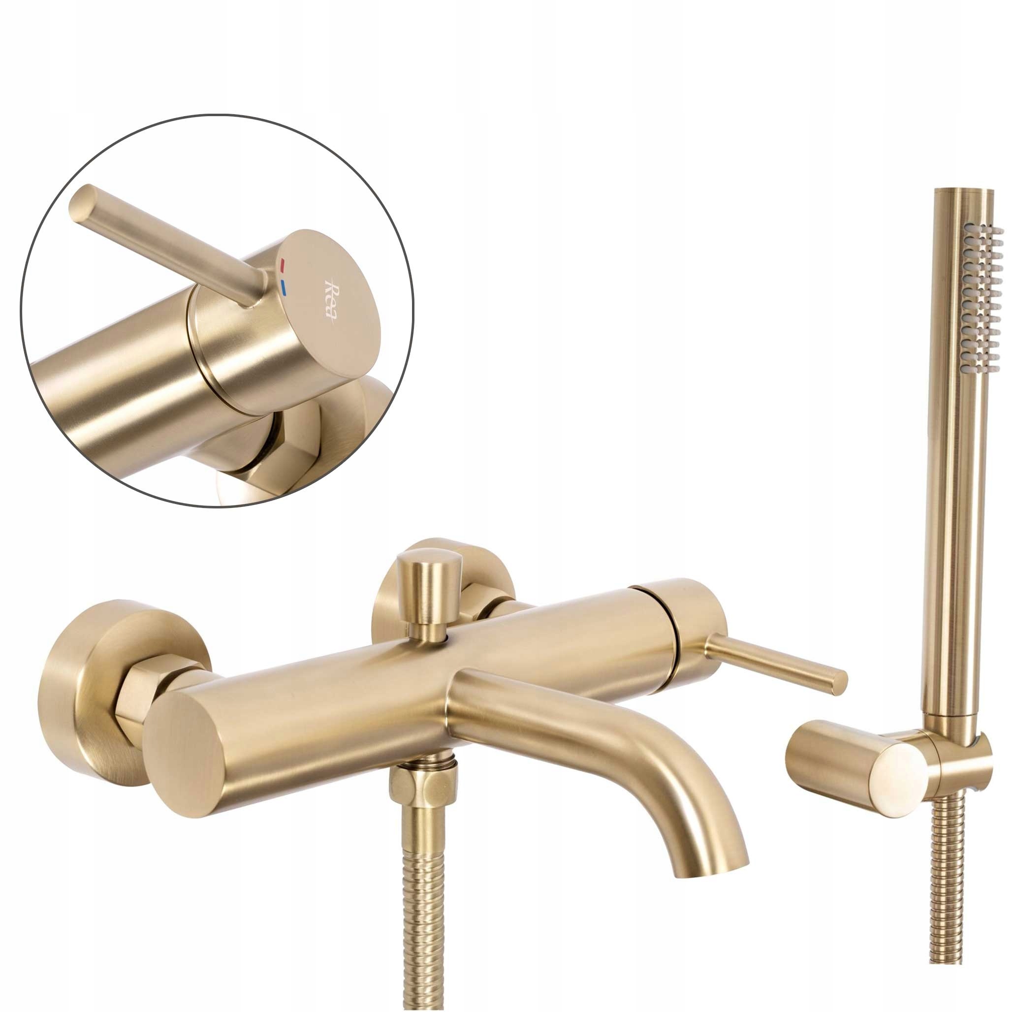 Vaňová batéria s výtokom Rea Lungo Zlatá kartáčovaná Gold Brush