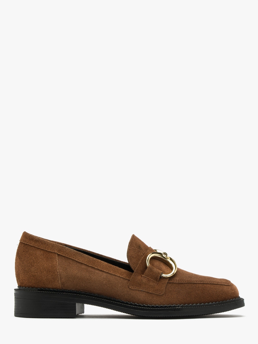 Mokasyny damskie buty skórzane rude skóra licowa