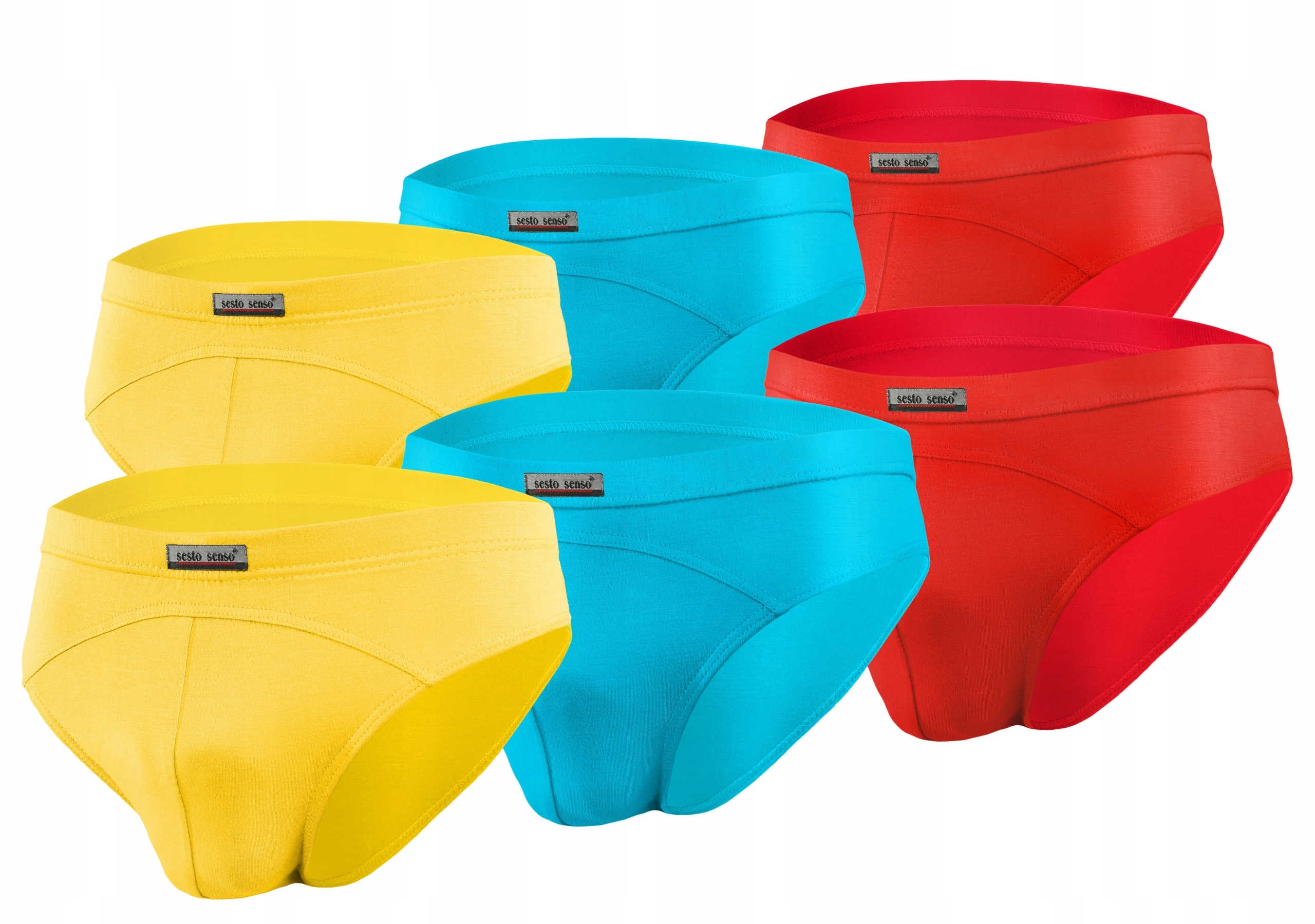 Sesto Senso 6-PAK Pánské slipy SM03 micromodal Žlutá Tyrkysová Červená L