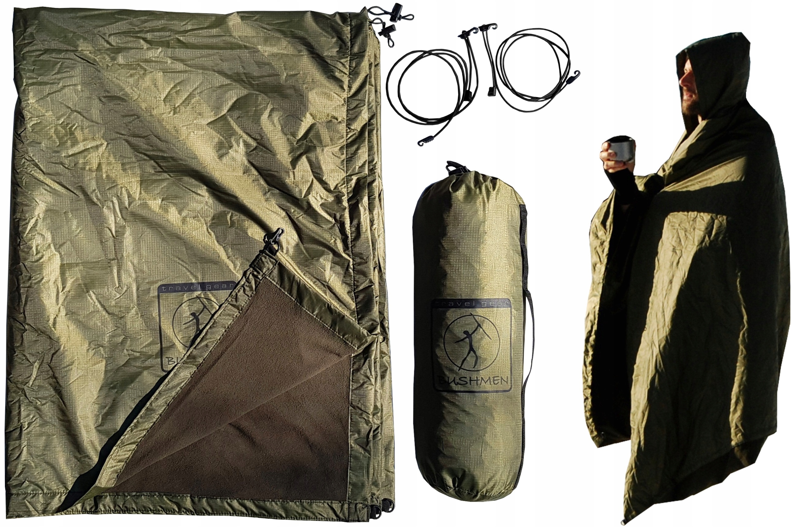 THERMO-Blanket olive bivy cover underblanket poncho Bushmen koc śpiwór
