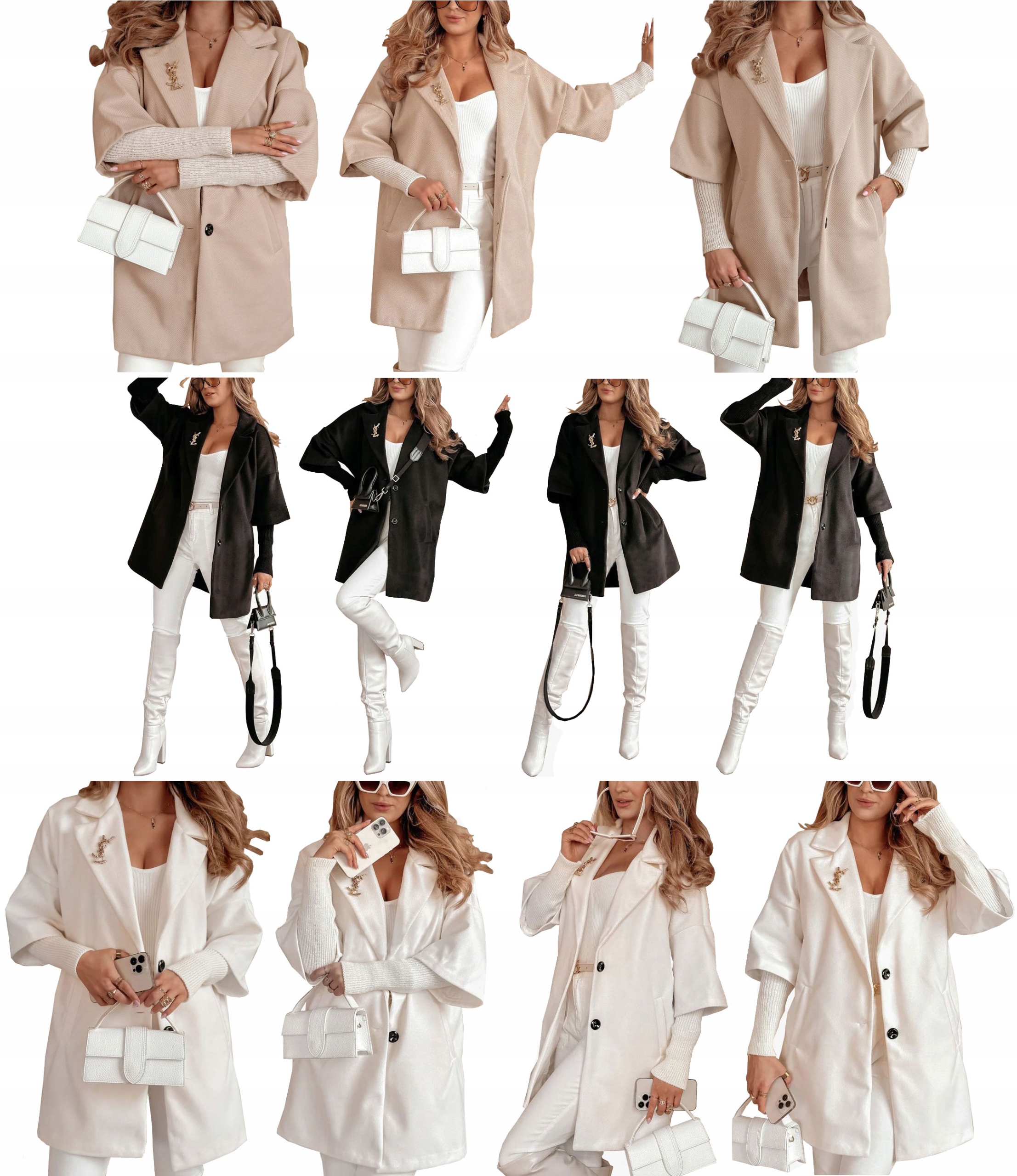 PŁASZCZ GRZYBEK PŁASZCZYK RĘKAWY ZE ŚCIĄGACZEM OVERSIZE KURTKA PREMIUM U Materiał dominujący poliester