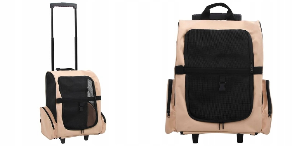 Levně Béžový skládací kočárek pro zvířata