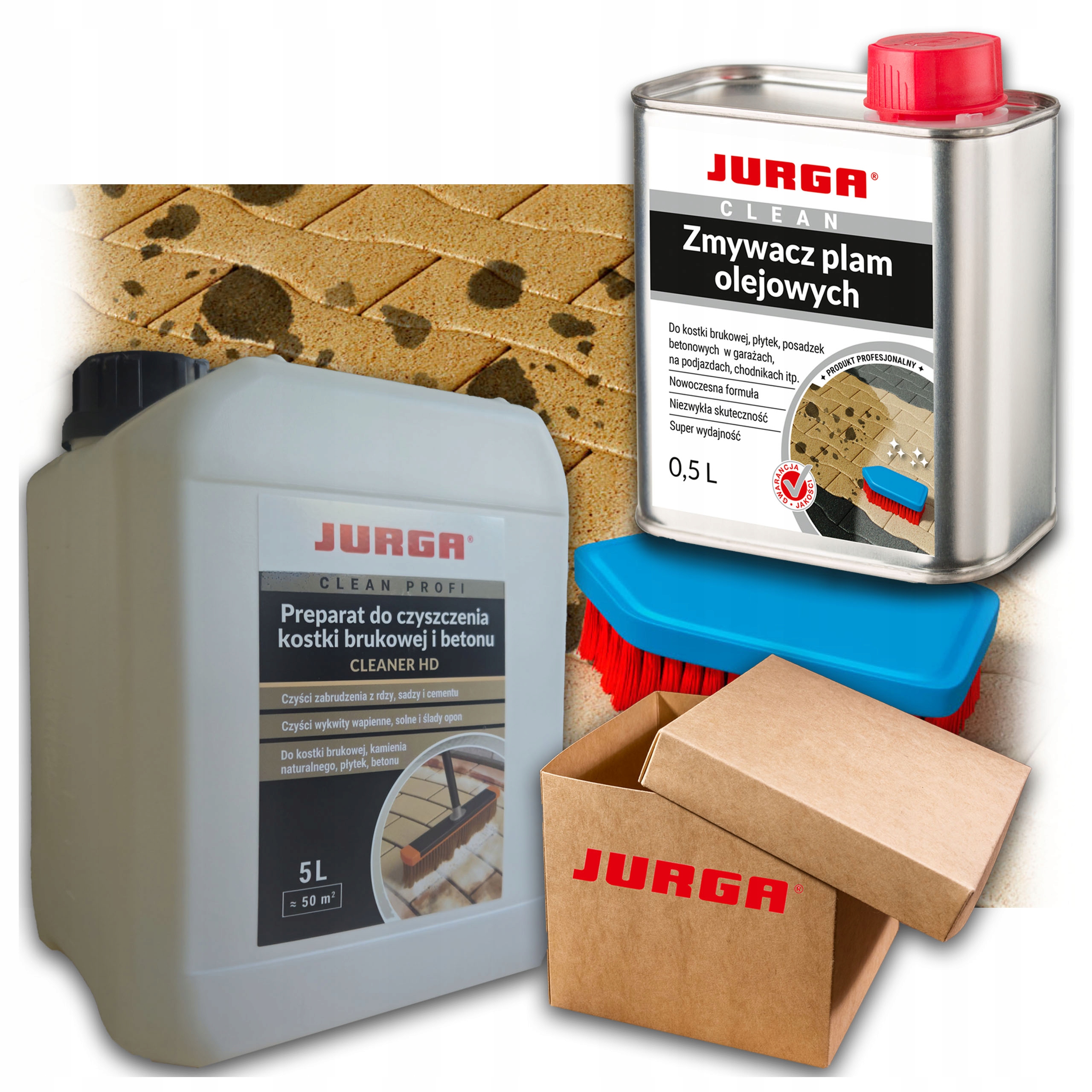 Płyn do Mycia Kostki Cleaner Hd 5L Bardzo Mocny+Zmywacz Plam Olejowych 0,5L
