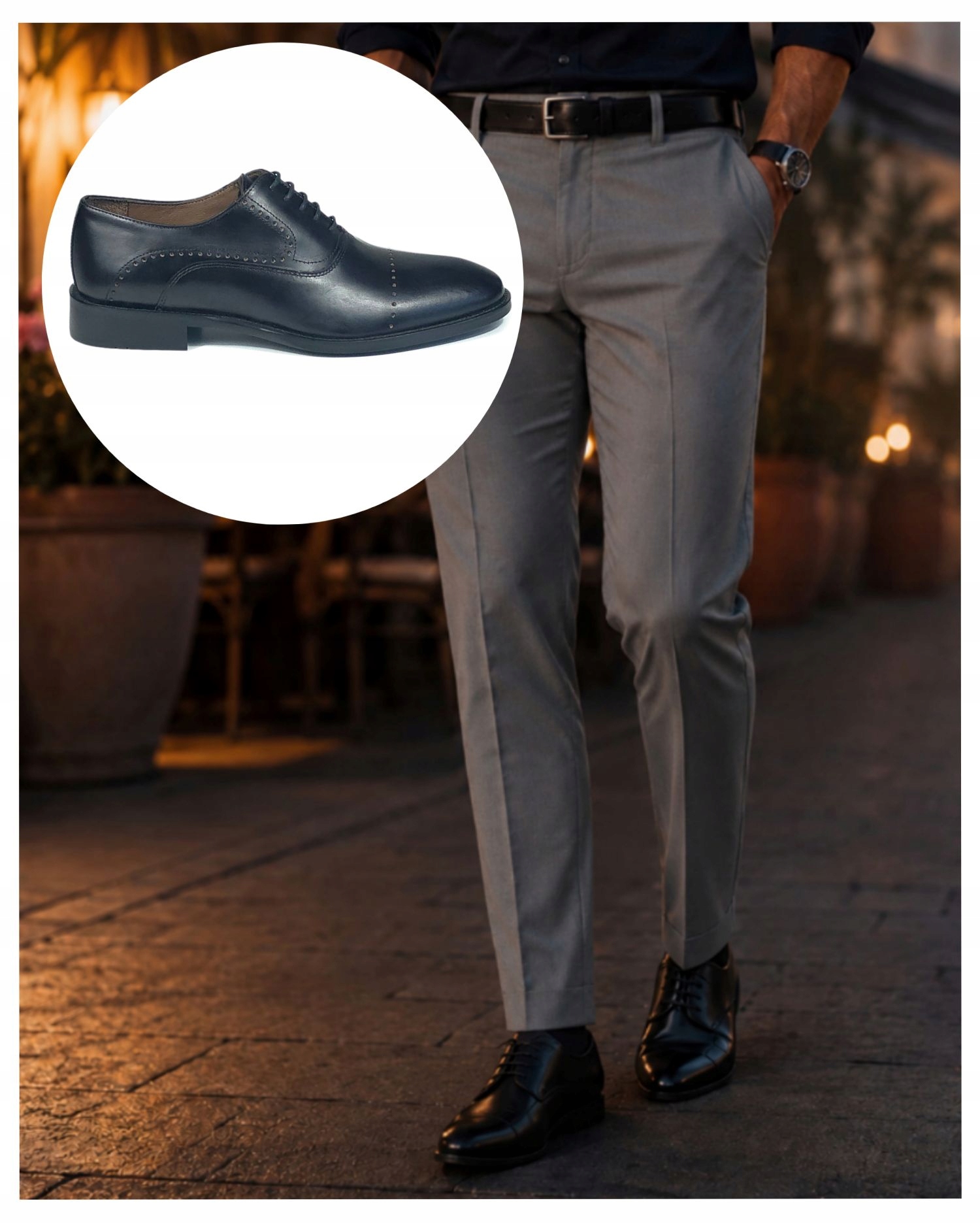 Pánské elegantní polobotky kožené černé do obleku, velikost vel.