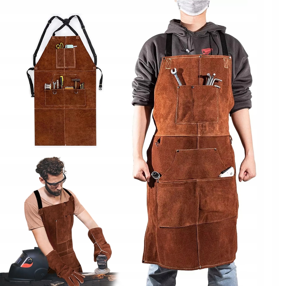 Nehořlavá Kožená Svařovací Zástěra Pro Svářeče 60*105 cm