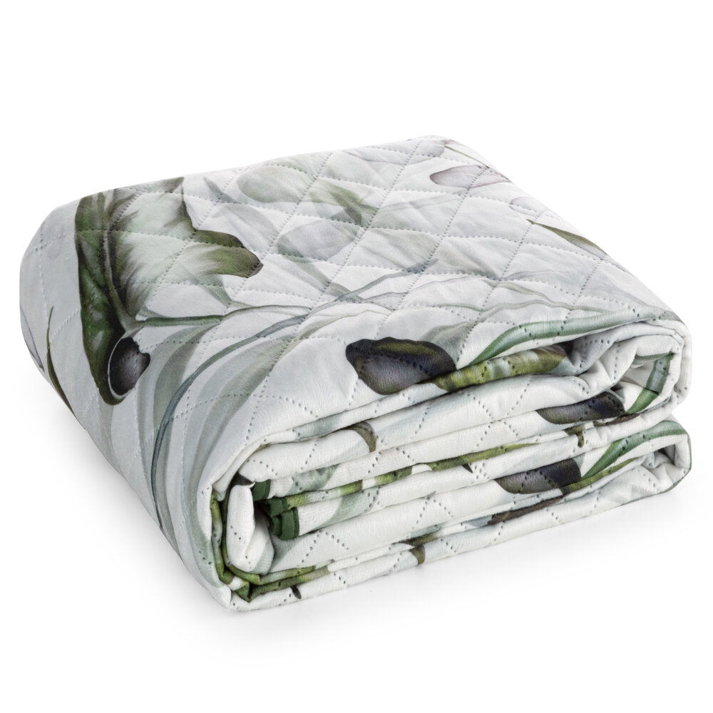 Dekorativní přehoz Ellen 220x240 Eurofirany bílý s olivovými monsterami