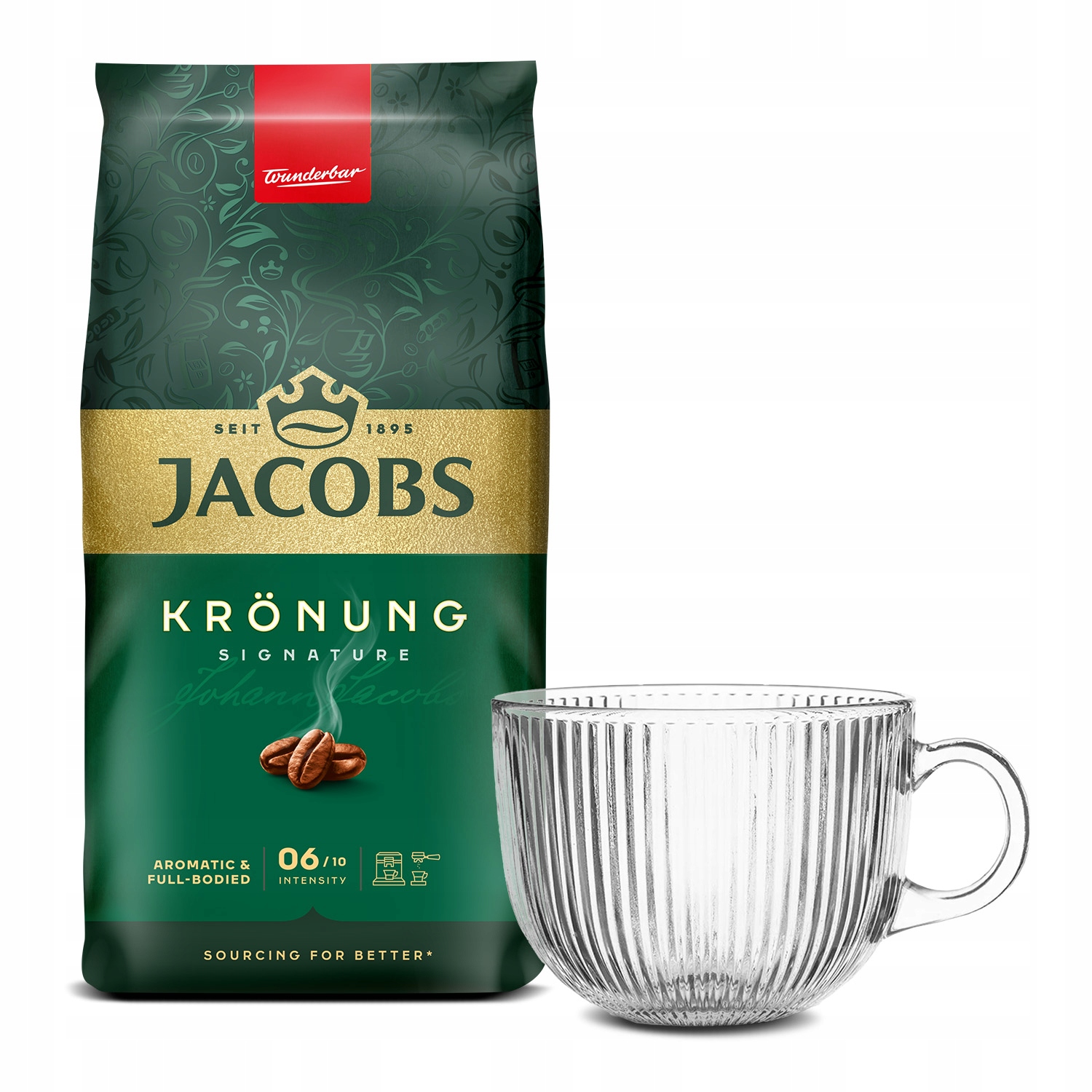 Kawa ziarnista Jacobs Krönung 1kg filiżanka ryflowana 510 ml