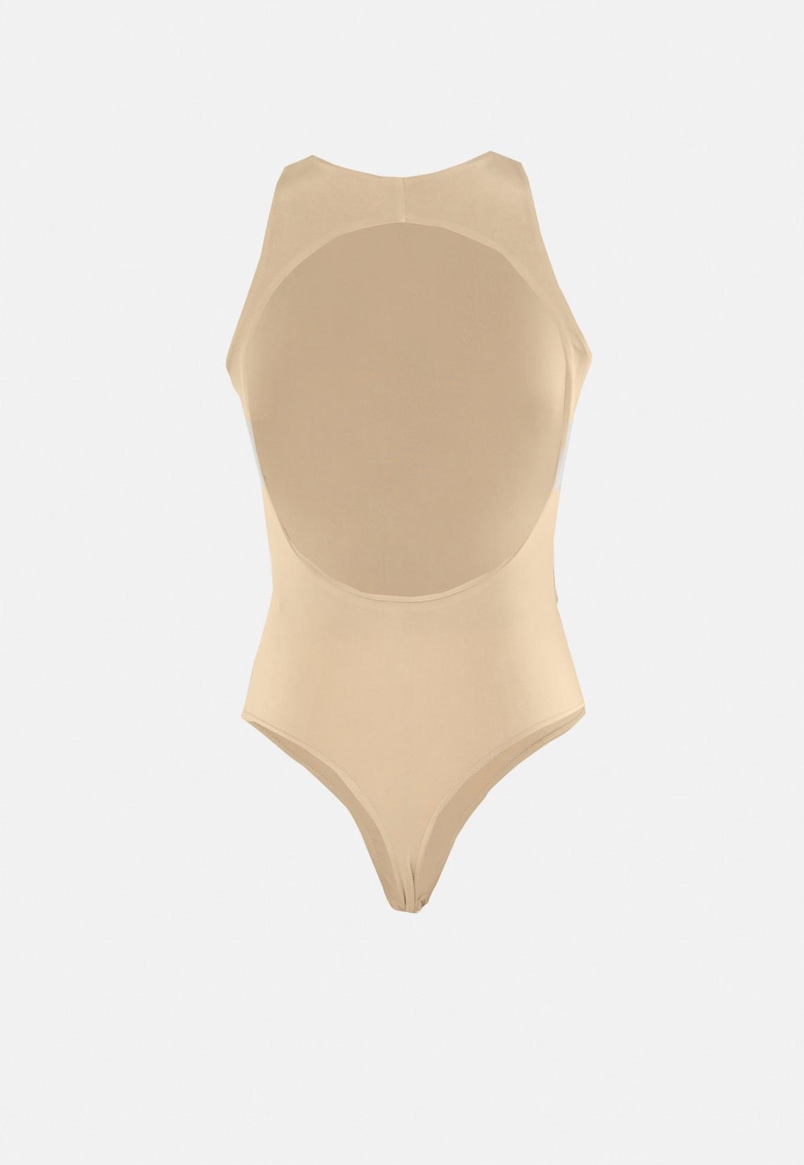 MISSGUIDED BEŻOWY BODY OPEN BACK (46) Dekolt odkryte plecy