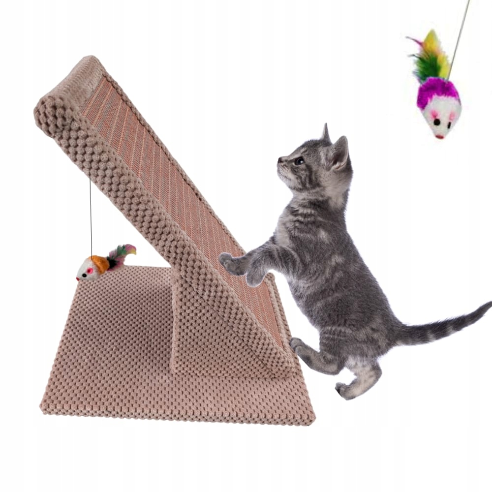 Drapak dla kota Makspol Skośny mata do drapania +myszka zabawka Różowy