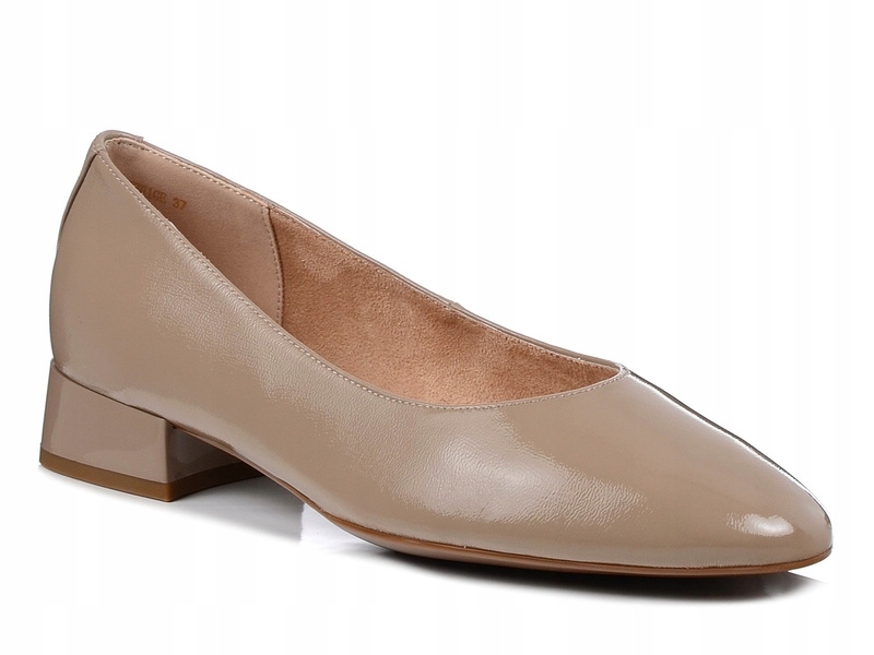 Czółenka damskie wizytowe Gino Fabiani 9868 skórzane na obcasie beżowe 38