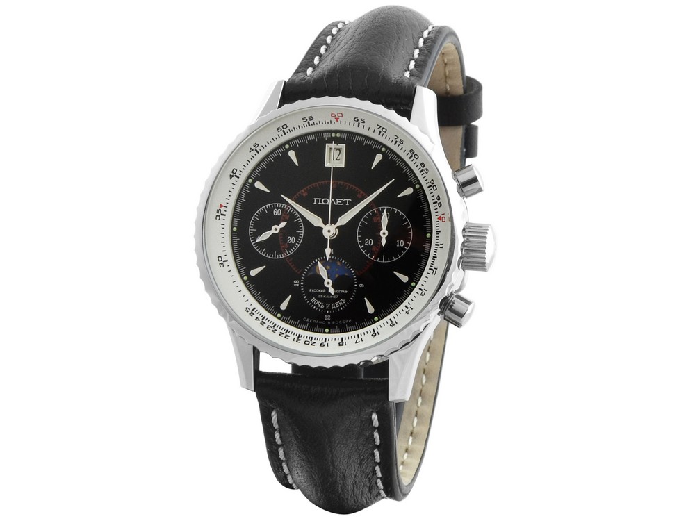 Krásné Hodinky Poljot Chronograph Day Night Black