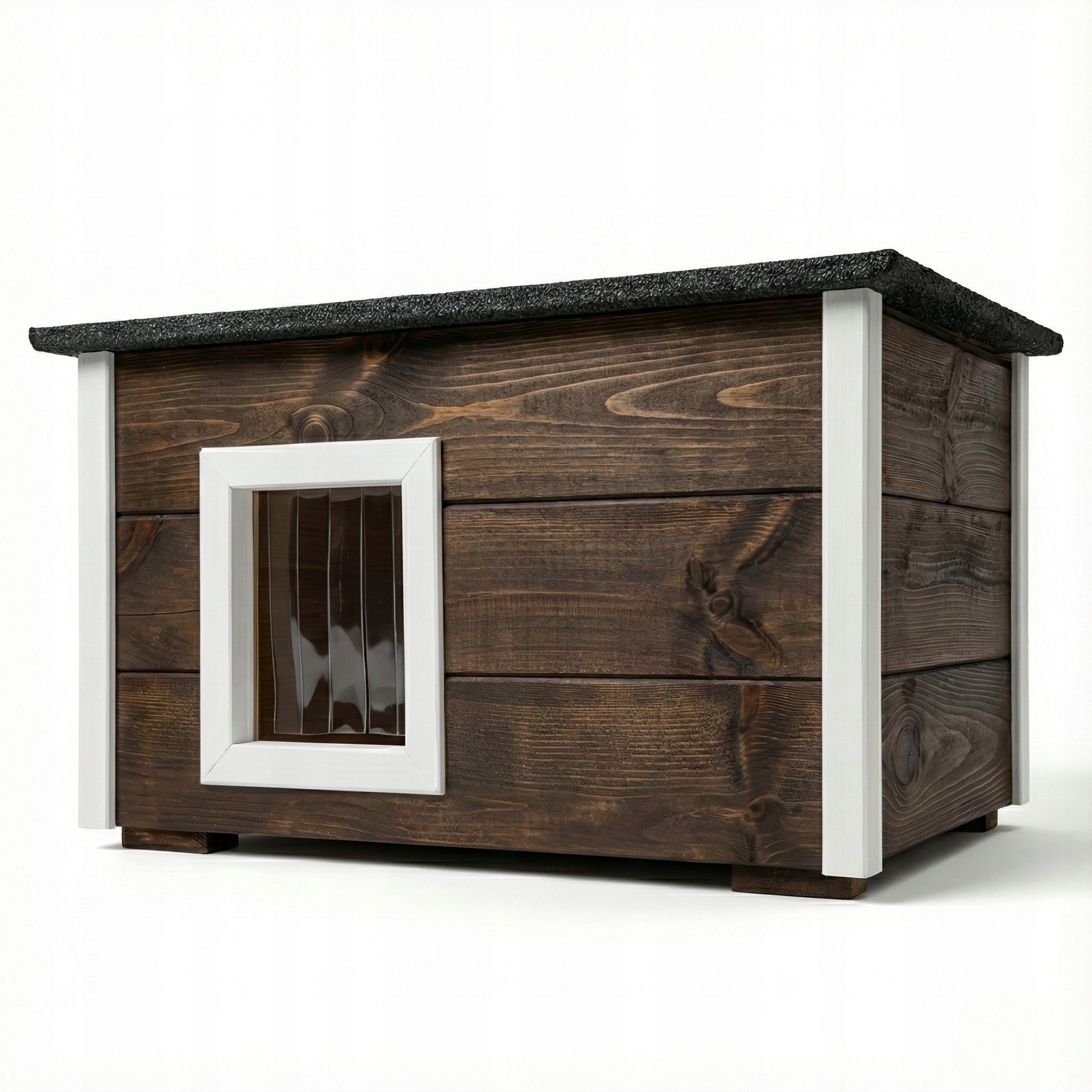 Levně Dřevěná Bouda Pro Kočky Celá Zateplená Zimní Domek XXL S Otevírací Střechou