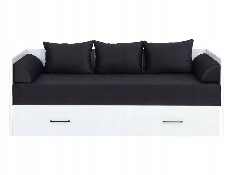 Zestaw Łóżko rozkładane Tetrix biały połysk 80-160x200 poduszki materac