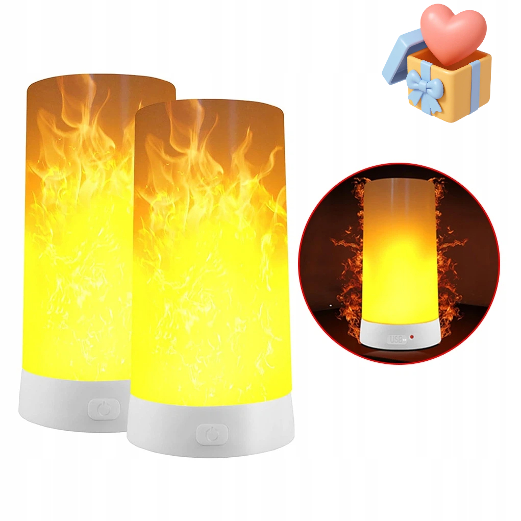 Led Magnetická Lampa 2KS Efekt Plamene Dálkový Ovladač Usb Noční Osvětlení