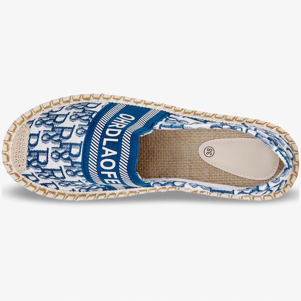 ESPADRYLE SLIP ON DAMSKIE Z NAPISAMI PLECIONE r 38 Kolor niebieski