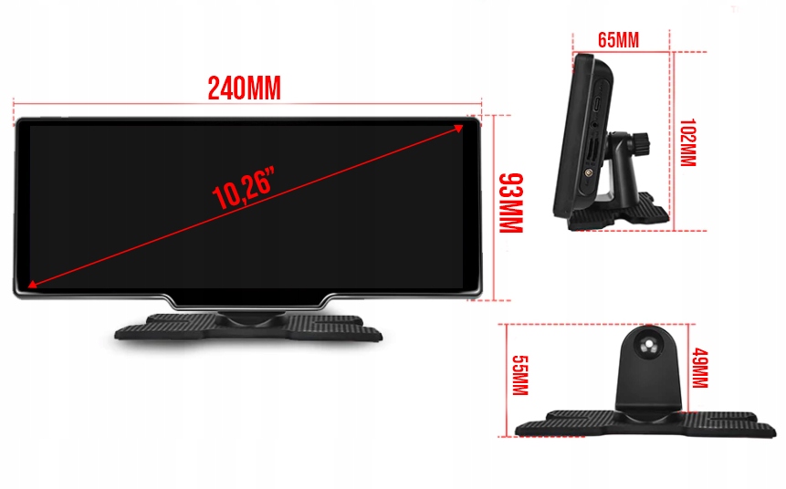EKRAN RADIO APPLE CARPLAY ANDROID AUTO NAWIGACJA ANDROID 13 Rodzaje odtwarzanych nośników karta microSD USB