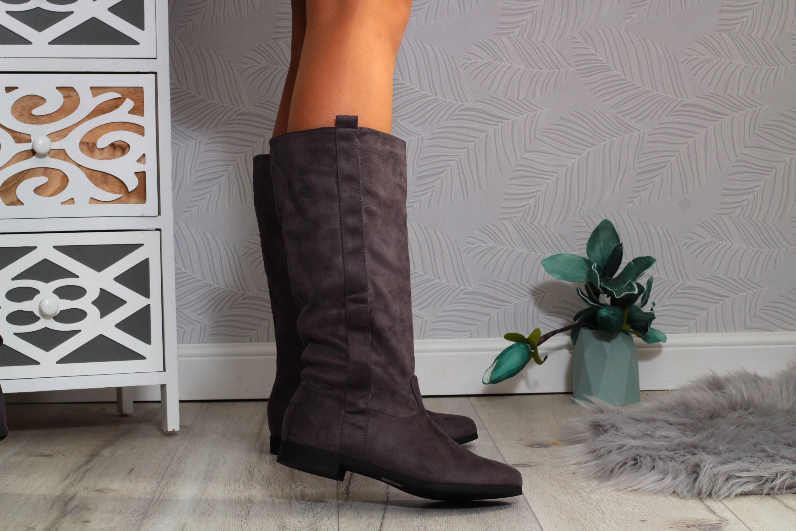 KOZAKI DAMSKIE BOTKI OCIEPLANE WYSOKIE PŁASKIE Marka inna