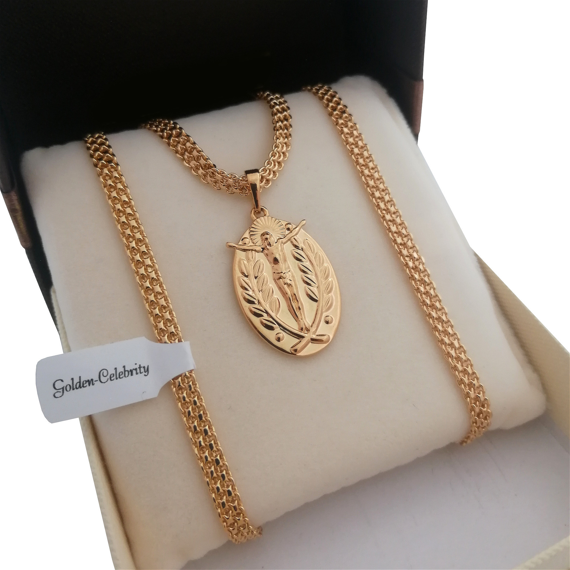 

Złoty Łańcuszek Bismark + Medalik Jezus 18K 50CM