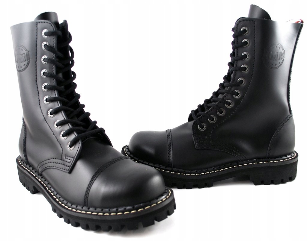 KMM 100 Czarne GLANY 10 dziurowe skóra 10-tki r.37 Kod producenta 100-h black