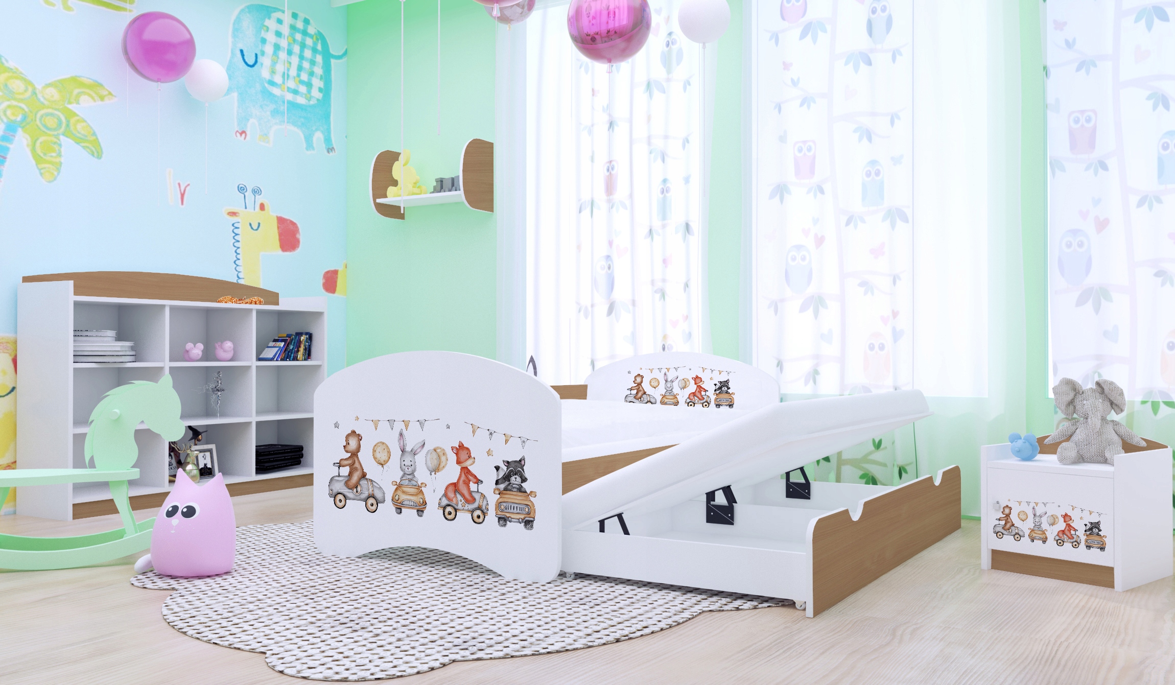 ŁÓŻKO DZIECIĘCE 200/90 PODWÓJNE - BUK Kolekcja HAPPY