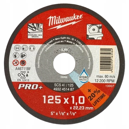 SZLIFIERKA KATOWA FSAG125XB 502X MILWAUKEE TARCZE Producent code 4933478430