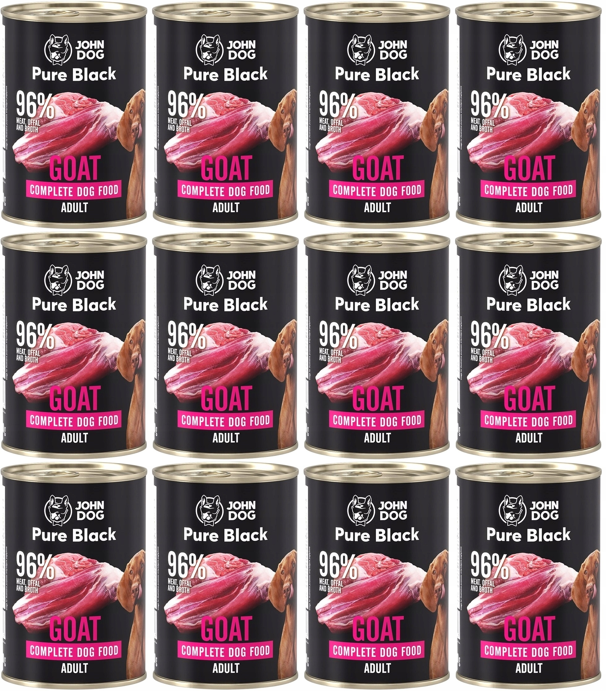 John Dog Pure Black Adult Goat 12 x 400 g
