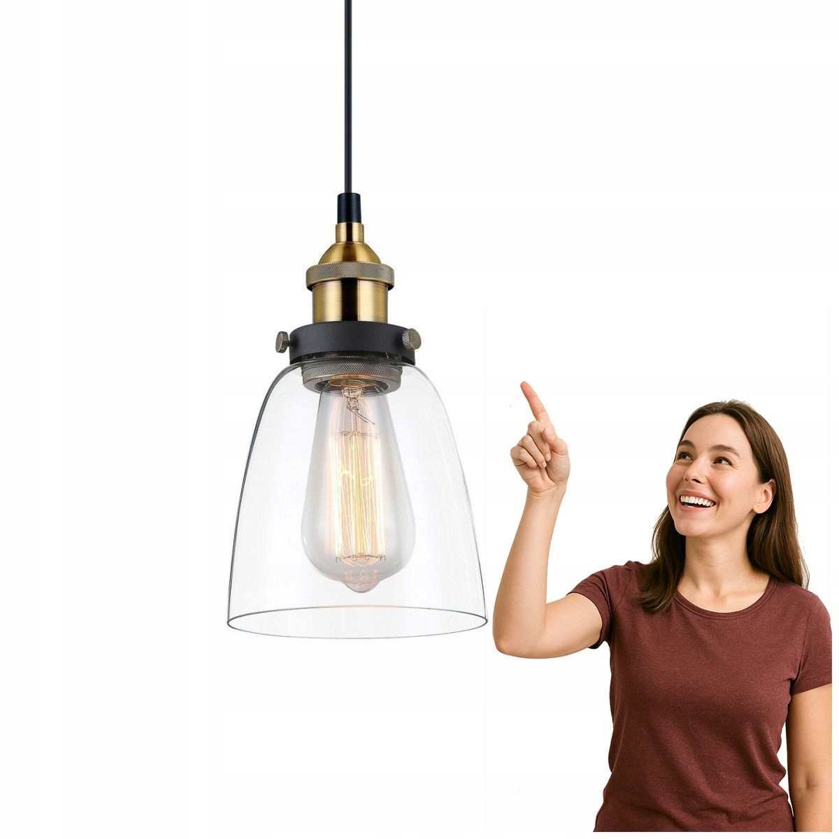 Závesná lampa Francis, industriálny štýl, čierno-zlatá, Italux