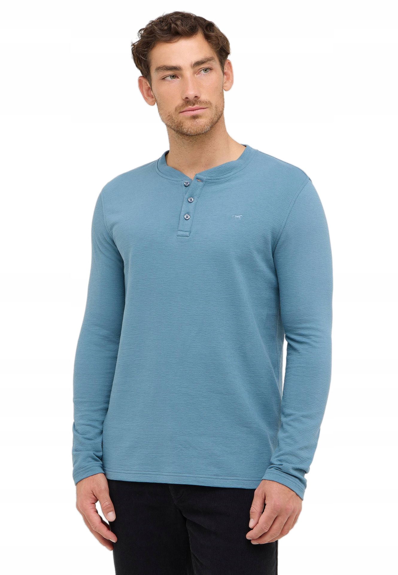 Tričko S Dlouhým Rukávem Longsleeve Pánské Modré Bavlněné Mustang L