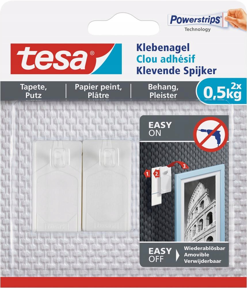 samolepicí hřebíky na tapety a omítku 0,5 kg 77772 Tesa 16 ks (8 balení)