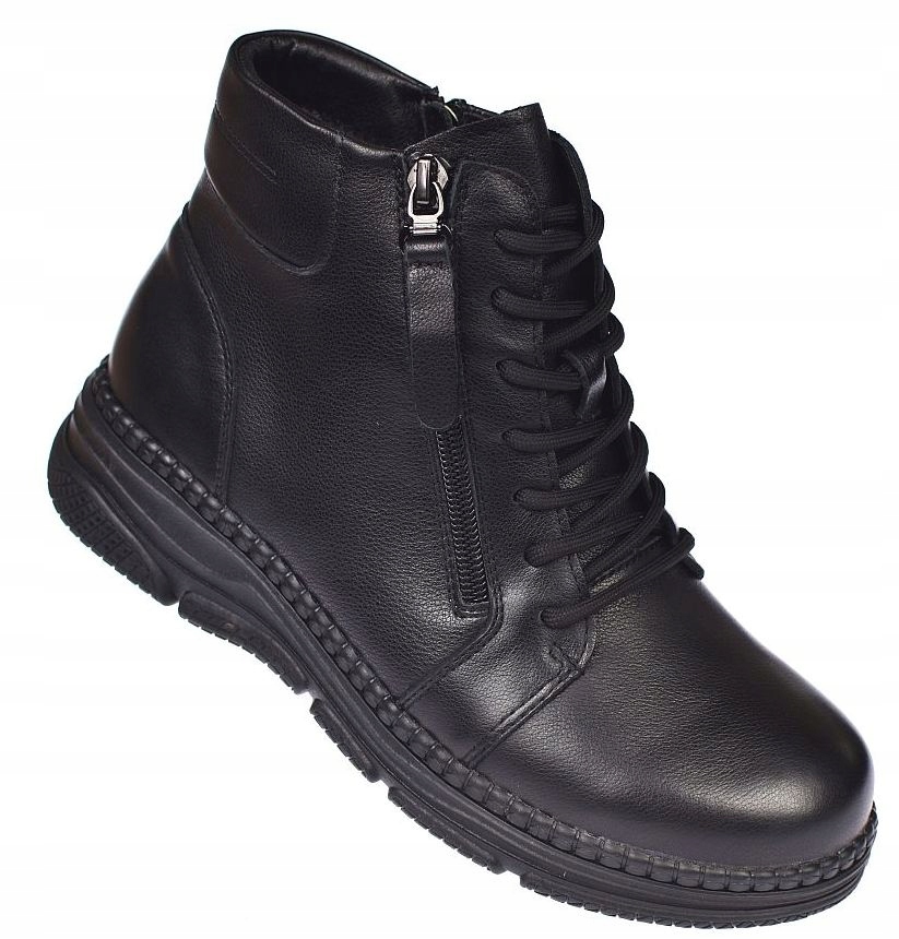 Dámské kotníkové boty kožené, zateplené na zip, černé, zimní B-3-1380, vel 37