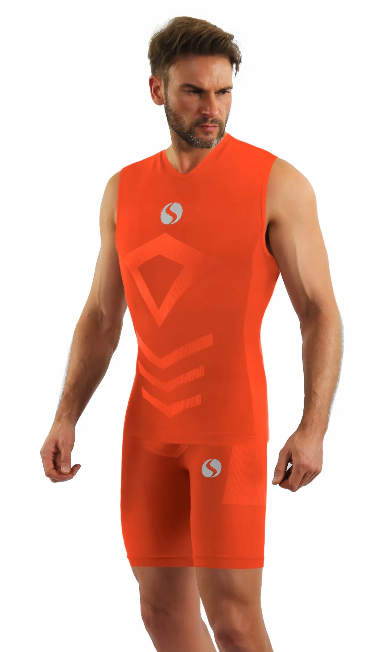 Sesto Senso Pánský komplet Thermo bez rukou. kraťasy CL38 CL41 Pomeranč L/XL