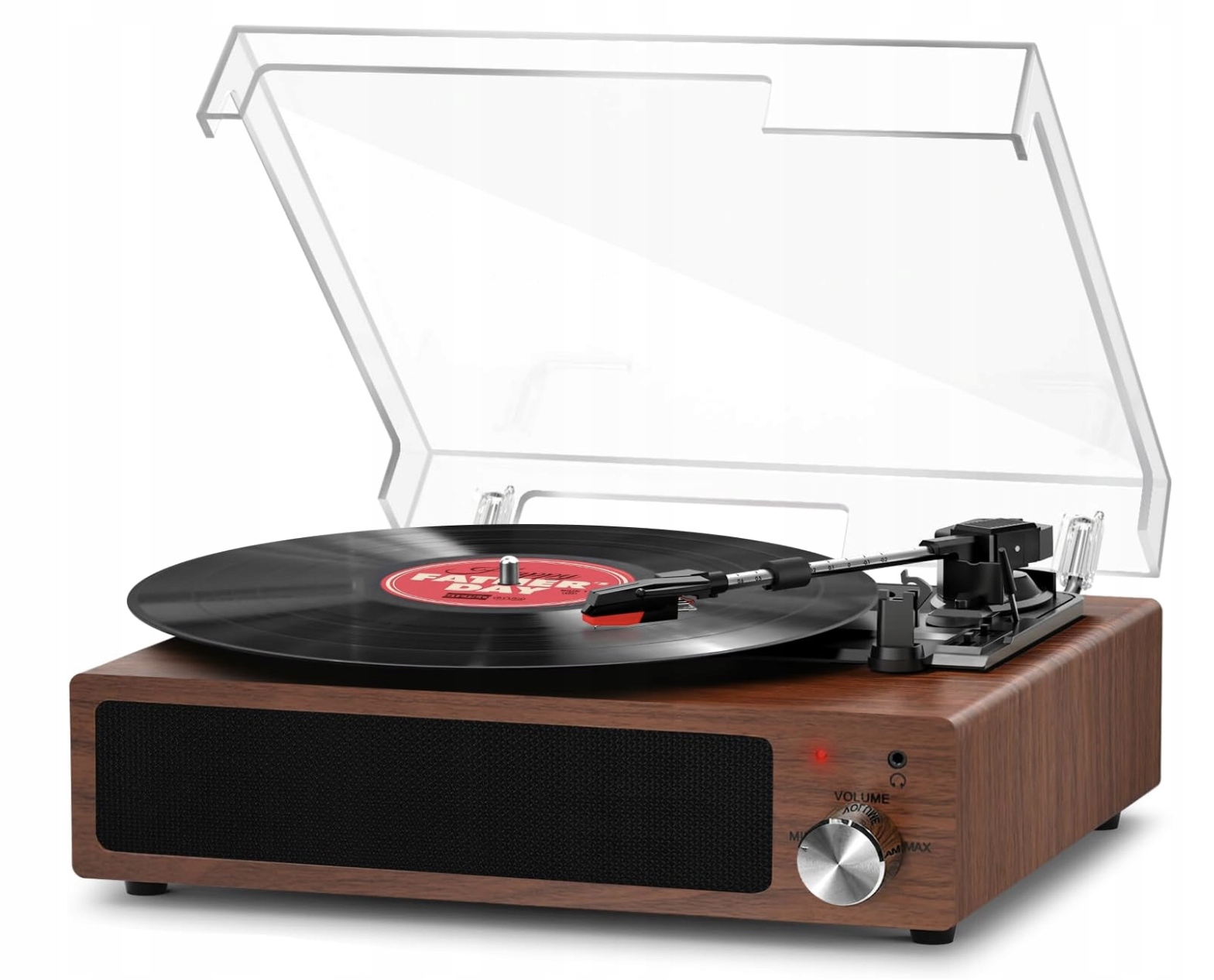 Vinylový gramofón Vintage Fydee A7 s vstavaným reproduktorom Tmavohnedý