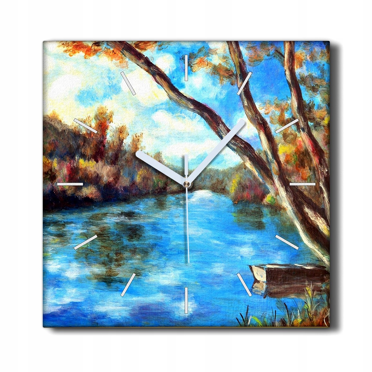 

Zegar na płótnie 30x30 Las rzeka chmury przyroda