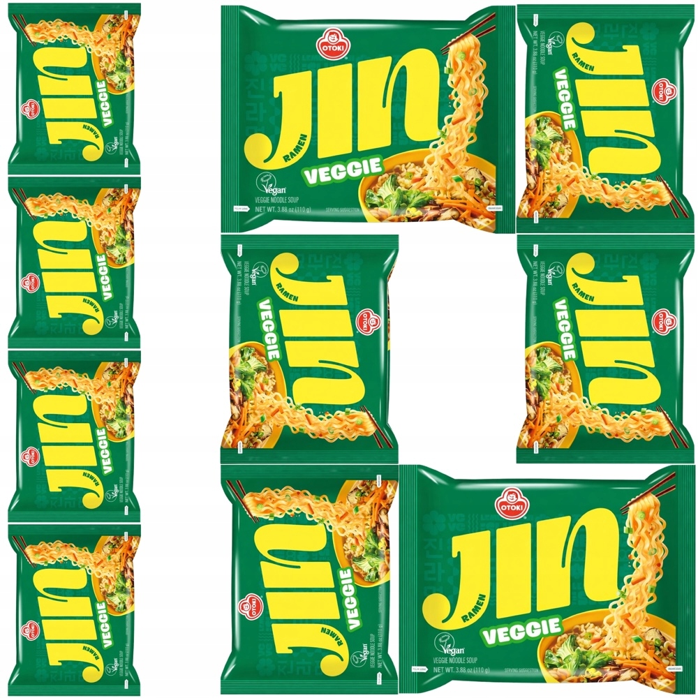10 x Korejská polévka na těstoviny Instant Jin Ramen Veggie Jemná 110 g Ottogi