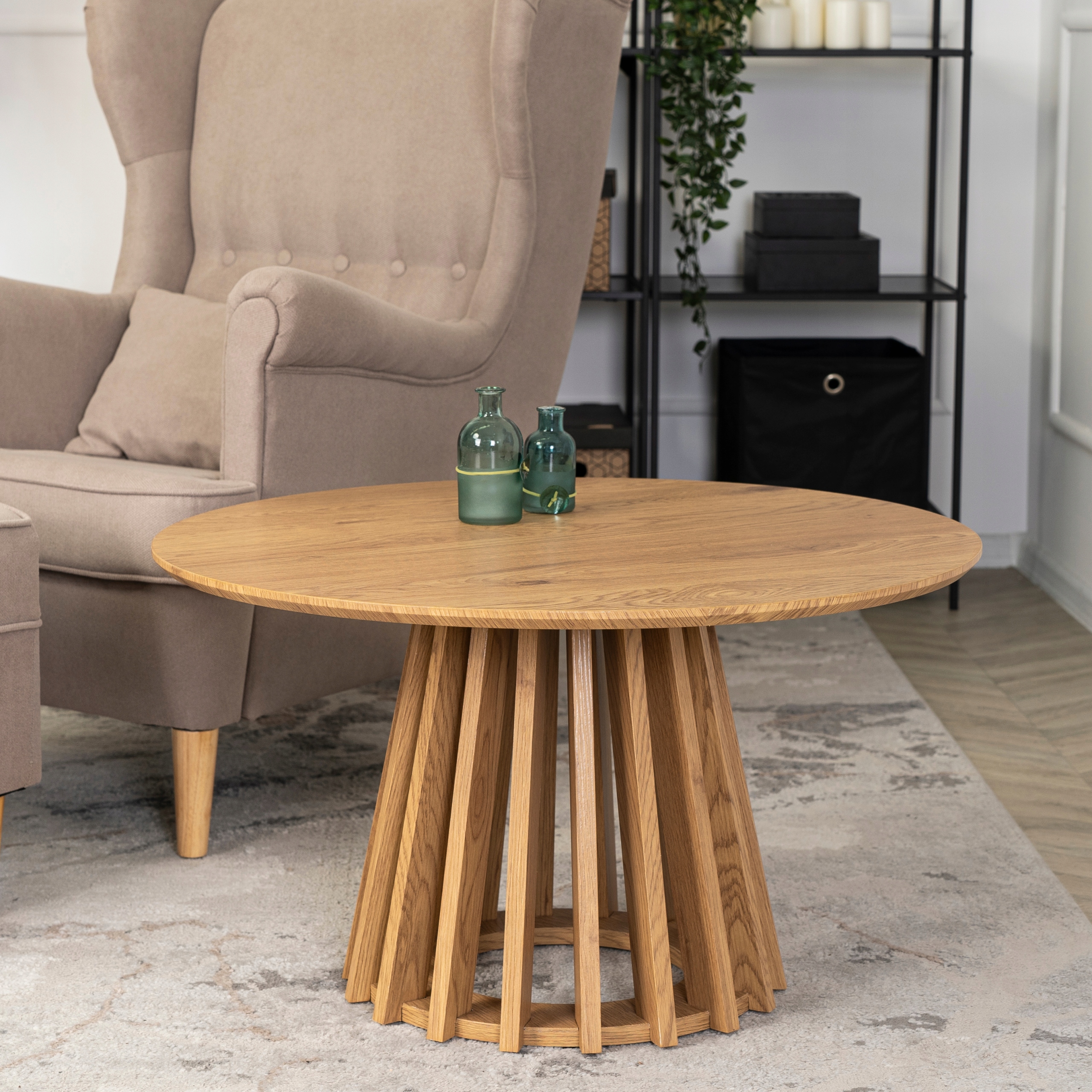Kávový stolík Okrúhly Dub Veľký Loft Moderný Veľká Okrúhla Lavica HARPER MAX Značka Mebel Elite
