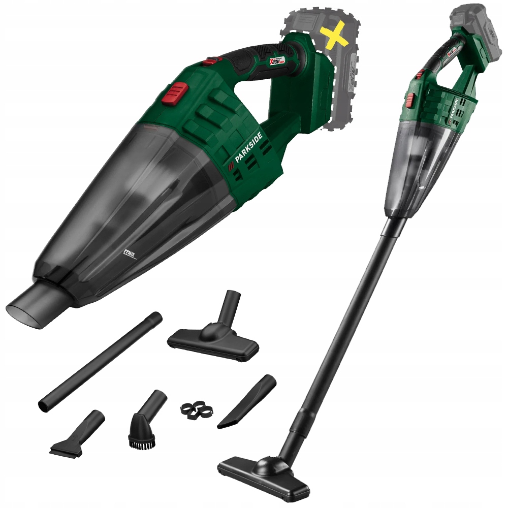 Odkurzacz samochodowy ręczny 2w1 Parkside Phssa 20V 4 dysze na sucho i mokr