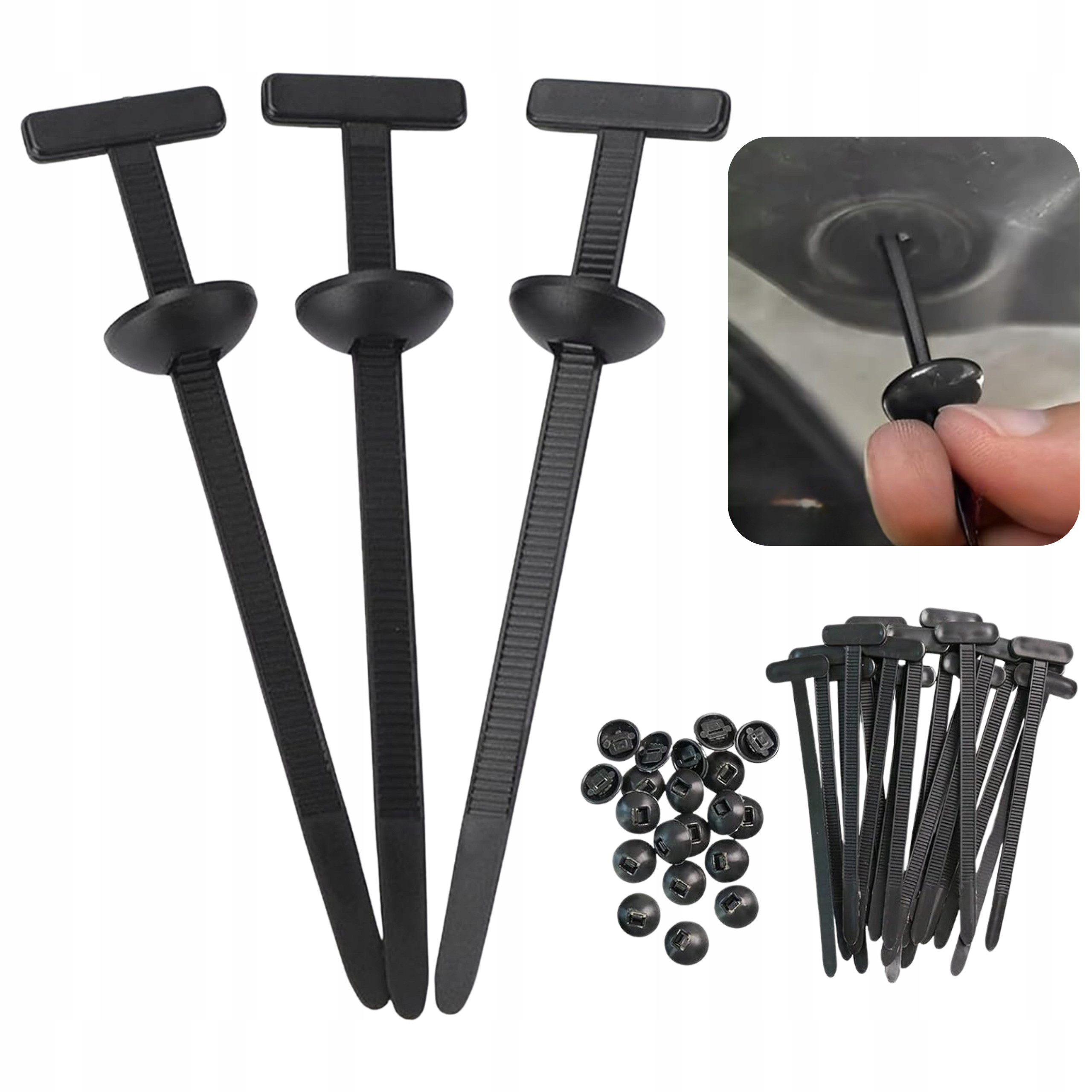 200x Uniwersalne spinki montażowe typu T opaski zaciskowe do samochodu