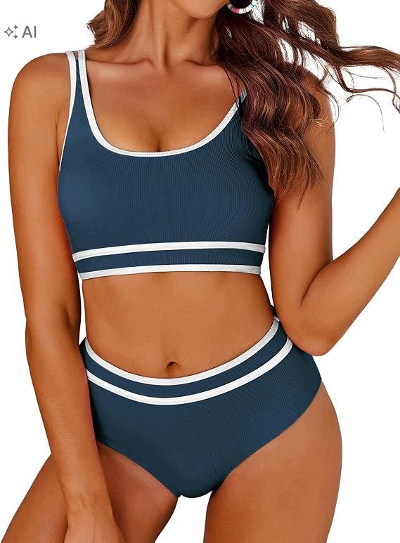 Dámské bikiny Vysoký stav Push Up Modelující Tmavě modré Velikost S