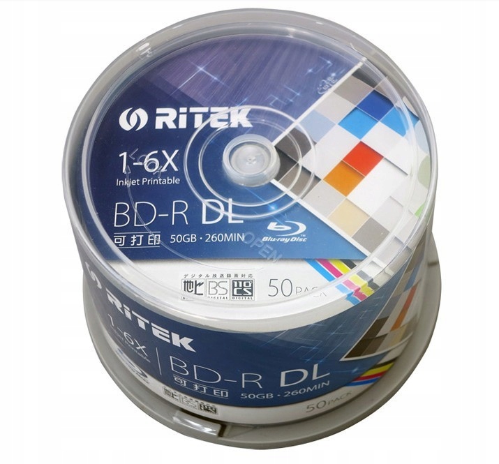 

Ritek Bd-r DL 50GB 1szt Printable x8 cena