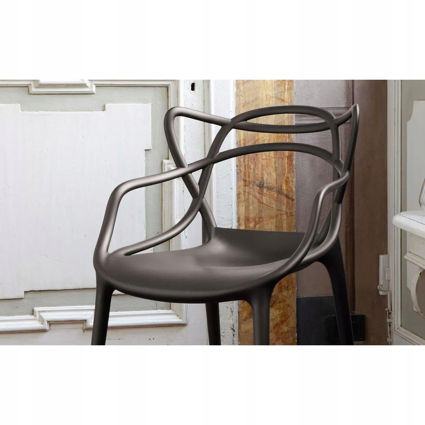 Krzesło Ażurowe Czarne Solidne Fotel LOFT do Domu Kawiarni Wersja PREMIUM Kod producenta A008