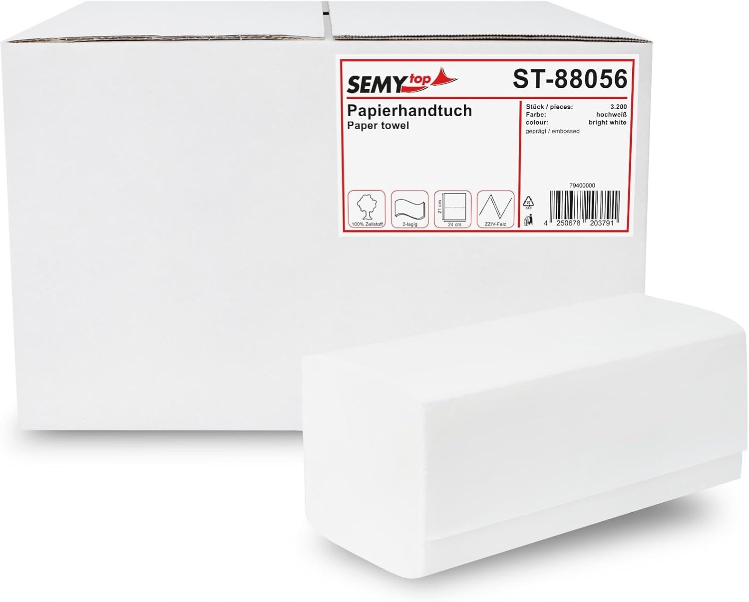 Semytop ST-88056 papírové ručníky bílé 3200 ks ekonomické H3