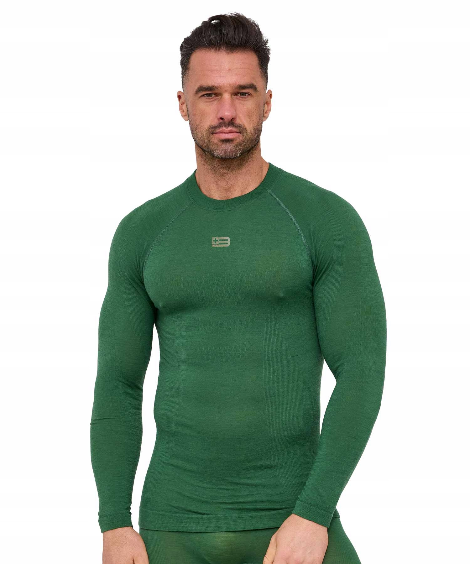 Brubeck Koszulka Długi Rękaw Termoaktywna Active Merino Męska Zielony XL