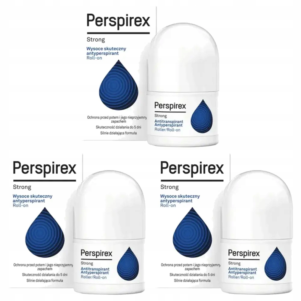 3x Perspirex Strong, antyperspirant roll-on, 20 ml
