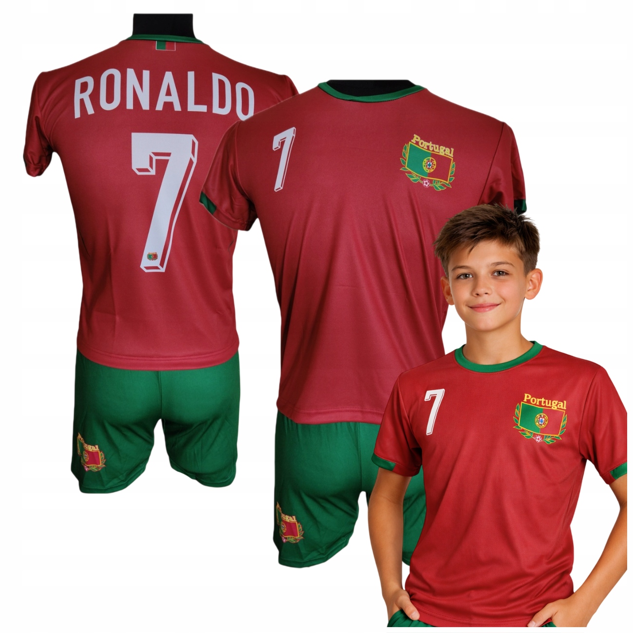 Koszulka Spodenki Komplet Ronaldo 116 Strój Piłkarski Sportowy Trening Mecz