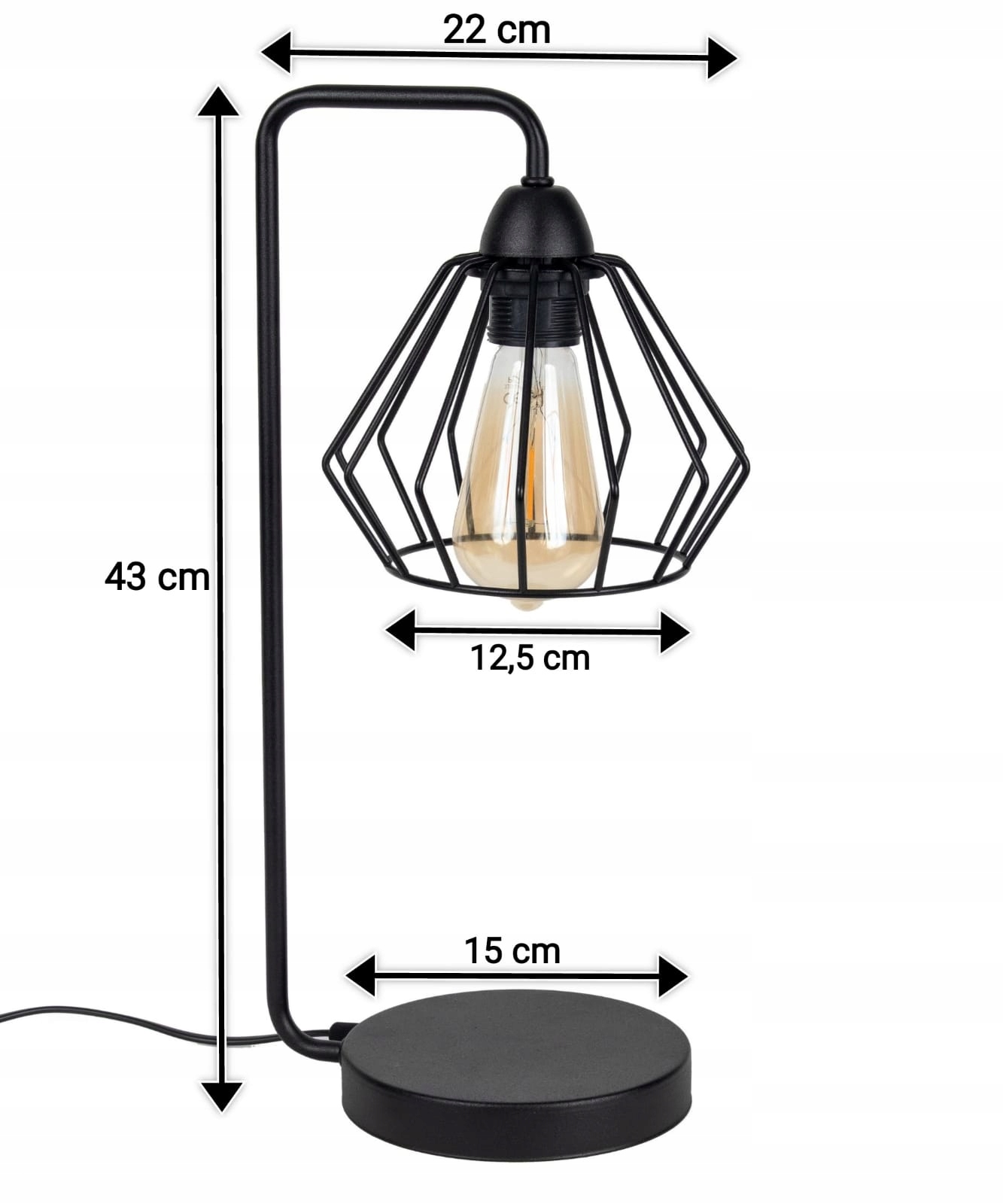 Lampka stołowa czarna loft brylant do sypialni EAN (GTIN) 5905476858382