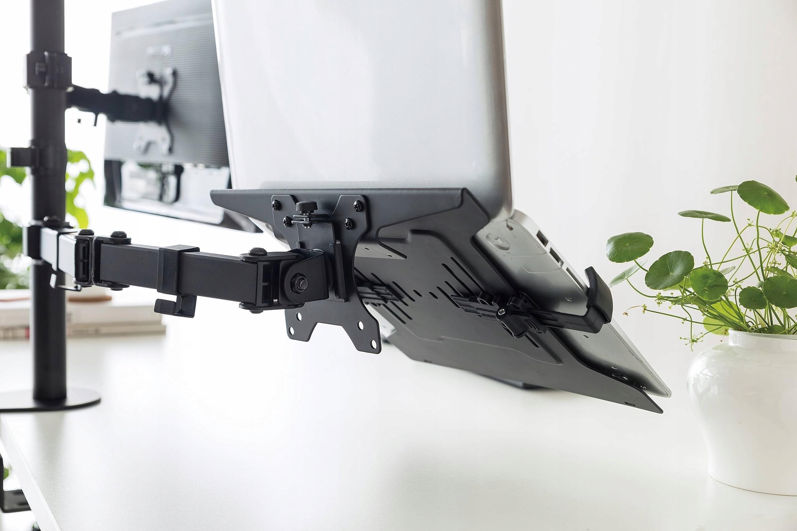 RICOO Podstawka Laptopa Regulowana Stojak Na Monitor Czarny Matowy — miniatura 2
